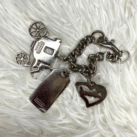 Vintage COACH y2k Carriage Heart Hangtag Bag Charm Key Fob - Picture 2 of 3